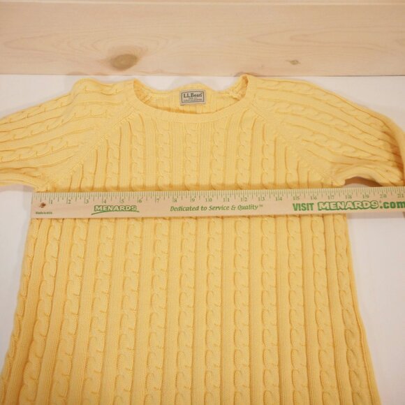 LL Bean Cable Knit Pullover Sweater Women's S (approx) Yellow Fisherman Knit - Picture 4 of 8